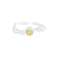 Minimalistischer S925 Sterling Silber Ring mit gelbem Zirkon in unregelmäßiger Form - Größe 13 (Verstellbar) / Gelber Stein