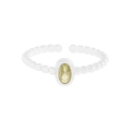 S925 zilveren ring met ovale gele zirkoon en verstelbare kralenband voor dames - Maat 13 (Verstelbaar) / Geel