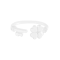 Minimalistischer S925 Sterlingsilber Ring mit Kleeblatt und Schlüsselgriff Design - Größe 13 (Verstellbar) / Silber