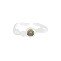 Unregelmäßiger verdrehter S925 Silberring mit gelbgrünem Zirkon-Edelstein - Größe 13 (Verstellbar) / Olivgrün