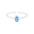 S925 sterling zilveren kralenring met ovale blauwe zirkoon en verstelbaar open design - Maat 13 (Verstelbaar) / Aquamarijn Blauw
