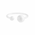 Minimalistischer S925 Sterlingsilber Ring mit matt gebürsteten doppelten Rundperlen - Einstellbar Offen / Silber