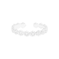 Minimalist S925 sterling silver adjustable open ring featuring daisy floral patterns - Size 13 (Adjustable) / Silver