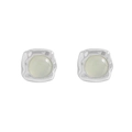 Pendientes de plata S925 con cristal verde y diseño de textura martillada irregular - Plata 925 / Oro Blanco