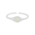 Minimalist S925 sterling silver open ring featuring a translucent round yellow gemstone - Size 13 (Adjustable) / White Gold