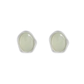 Pendientes minimalistas de plata S925 con cristales translúcidos en color verde claro - Plata 925 / Oro Blanco
