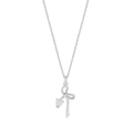 S925 silver irregular bow necklace featuring a white heart agate pendant on white background - 925 Silver / White Gold