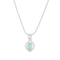 S925 Sterling silver snake chain necklace with hollow garland opal pendant for women - 925 Silver / XL697-White Gold