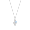 S925 Sterling silver star necklace featuring a round blue opal stone on white background - Platinum Gold (XL696-Platinum Gold) / 925 Silver