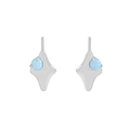 Orecchini a lobo a stella in argento S925 minimalisti con pietre di opale blu - Argento 925 / Oro Bianco