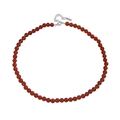 Collar minimalista de plata S925 con cuentas pulidas de piedras preciosas de ágata roja - Plata 925 / Oro Blanco