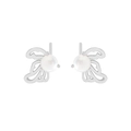 Orecchini in argento S925 con ali di farfalla traforate e perle bianche per donna - Argento 925 / Oro Bianco
