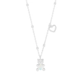 Collana in argento sterling S925 con pendente a forma di orso in opale e cuore traforato - Argento 925 / Argento (XL703)