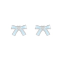 Pendientes de lazo en plata S925 con esmalte azul claro y detalle de corazón central - Plata 925 / Azul
