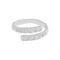 S925 Sterling Silber Schlangenschuppen Ring offen mit glitzerndem Zirkonia Stein - Größe 13 (Verstellbar) / Weißgold