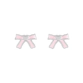 Pendientes de plata S925 con diseño de lazo en esmalte rosa y detalle de corazón - Plata 925 / Rosa