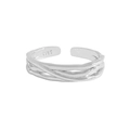 Anello in argento sterling S925 con design a rami intrecciati e fascia regolabile - Misura 14 (Regolabile) / Oro Bianco