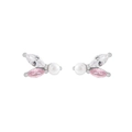 S925 zilveren vlinder oorbellen met roze zirkoon en witte parels voor vrouwen - 925 zilver / ES805-Witte Parel