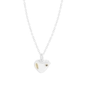 S925 sterling silver heart necklace with yellow teardrop gemstone on white background - 925 Silver / Silver (XL706)