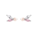 Elegante S925 zilveren vlinder oorbellen met roze parel en zirkonia accenten - 925 zilver / ES805-Roze Parel