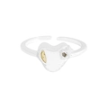 Anello aperto in argento S925 con design a cuore irregolare e intarsio in zircone - Taglia 13 (Regolabile) / Argento