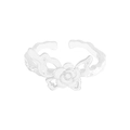 S925 sterling silver open ring featuring a rose flower and hollow butterfly wing design - Size 14 (Open Adjustable) / Silver