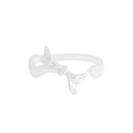 Irregular bow-shaped S925 sterling silver open ring with polished minimalist design - Size 13 (Adjustable) / Silver