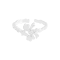 Elegant S925 sterling silver open ring with irregular bow design and hammered texture - Size 13 (Adjustable) / Silver