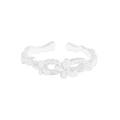 S925 sterling silver butterfly ring with wrinkled texture and open adjustable design - Size 15 (Adjustable Open) / Silver