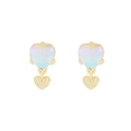 Elegant gold heart earrings with iridescent moonstone drops for a romantic look - 925 Silver / 18k Gold (ES811-18k Gold)
