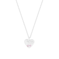 S925 silver heart necklace with pink zircon and bow detail on a delicate link chain - 925 Silver / Pink Zirconia Style