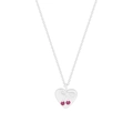 S925 sterling silver bow heart necklace featuring pink cherry cubic zirconia pendants - 925 Silver / Red Zirconia Style