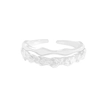 Irregular double layer S925 sterling silver ring with molten lava texture and open band - Size 13 (Adjustable) / Silver
