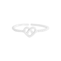 Minimalistischer S925 Silberring mit hohlem Herz, Perlenband und offenem Design - Größe 13 (Verstellbar) / Silber