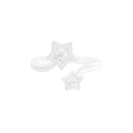 Minimalistischer S925 Sterling Silber offener Ring mit Doppelstern-Design und Zirkonia - Größe 14 (Offen Verstellbar) / Silber