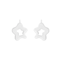 Minimalist S925 sterling silver hollow star stud earrings with polished geometric design - 925 Silver / Silver (ES850)