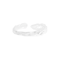 Anillo abierto de plata de ley S925 con textura de lava y diseño ajustable para mujer - Talla 13 (Ajustable) / Plateado