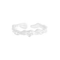 Minimalistische S925 zilveren open ring met een uniek lavatextuurontwerp - Maat 13 (Verstelbaar) / Zilver