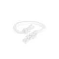 Minimalistischer S925 Sterling Silber Ring mit asymmetrischem Weizenblatt Design - Größe 13 (Offen Verstellbar) / Silber