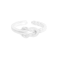 Minimalist S925 sterling silver braided twist knot open ring with a polished finish - Size 13 (Adjustable) / Silver