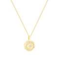 Irregular sunburst gold pendant necklace in S925 sterling silver with a central crystal - 925 Silver / Gold