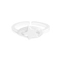 Minimalist S925 sterling silver open ring with double spiral frame and star motif - Size 13 (Adjustable Open) / Silver