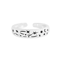 Minimalist S925 sterling silver open ring featuring vintage star and moon graffiti patterns - Size 13 (Adjustable) / Silver