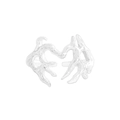 Anillo de corazón en plata de ley S925 con textura de lava y banda abierta ajustable - Talla 13 (Ajustable) / Plateado