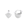 Elegantes pendientes de concha en plata S925 con perlas redondas de diseño minimalista - Plata 925 / Oro Blanco