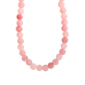 Handcrafted S925 sterling silver necklace with natural pink agate round beads in soft pink - 925 Silver / White Gold