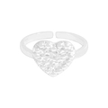Anillo de corazón en plata de ley S925 con textura de lava y banda ajustable - Talla 13 (Ajustable) / Plateado