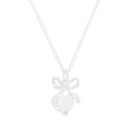 Collana in argento S925 con pendente a fiocco e pietra di luna a forma di cuore - Argento 925 / Argento