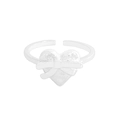 S925 Sterling Silber Schleife Herz offener Ring mit eleganten Details auf weißem Hintergrund - Größe 13 (Verstellbar) / Silber