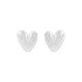 Pendientes de corazón en plata S925 con textura martillada única y diseño minimalista - Plata 925 / Plateado